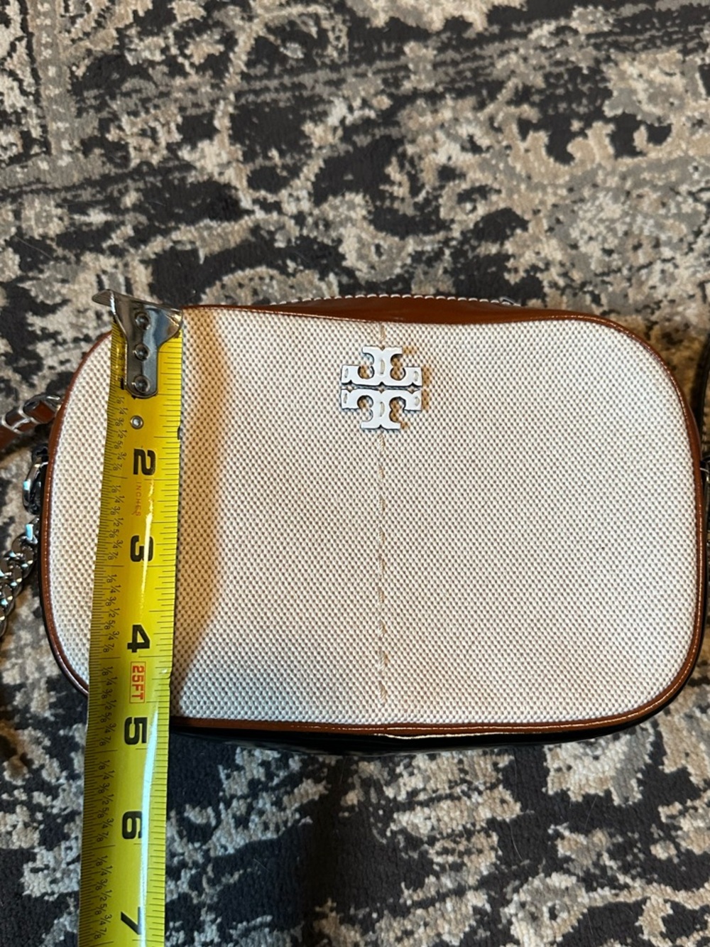 Tory Burch Cream Canvas Crossbody w/ Brown and Black Leather Trim - Picture 8 of 8